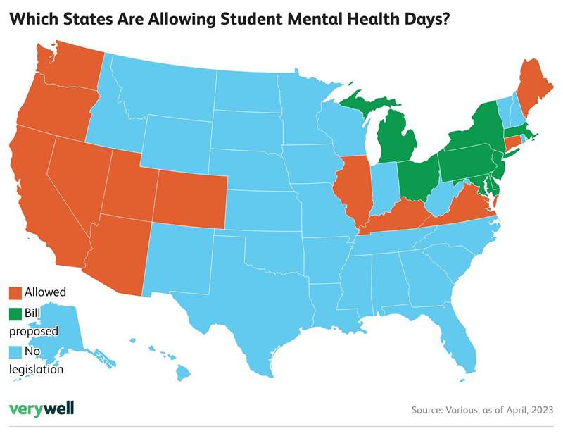 Ce sont les États américains permettant les jours de santé mentale des étudiants